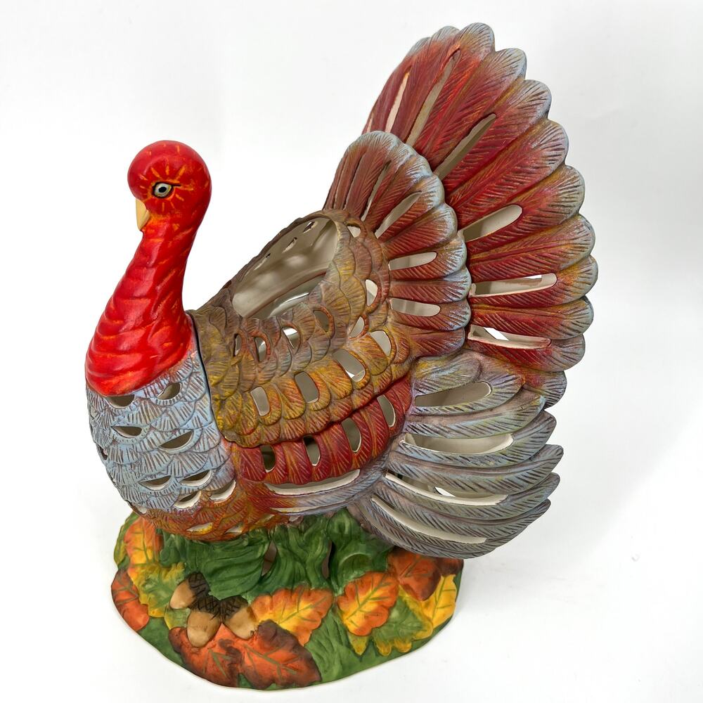 PartyLite P7592 Gobbler Tealight Holder Turkey Centerpiece 11" Tall in Box